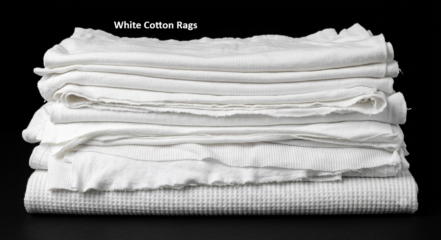 Premium white cotton Rags for automotive, engineering & industrial cleaning. Highly absorbent, lint-reduced. – Gazi Rags